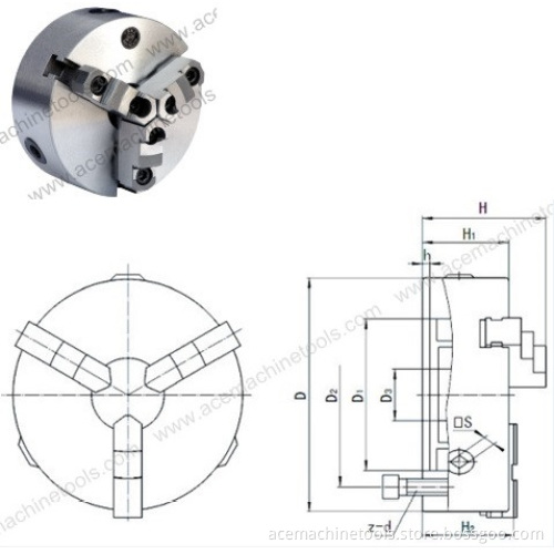 Three Jaw Self Centering Plain Back Sroll Chucks